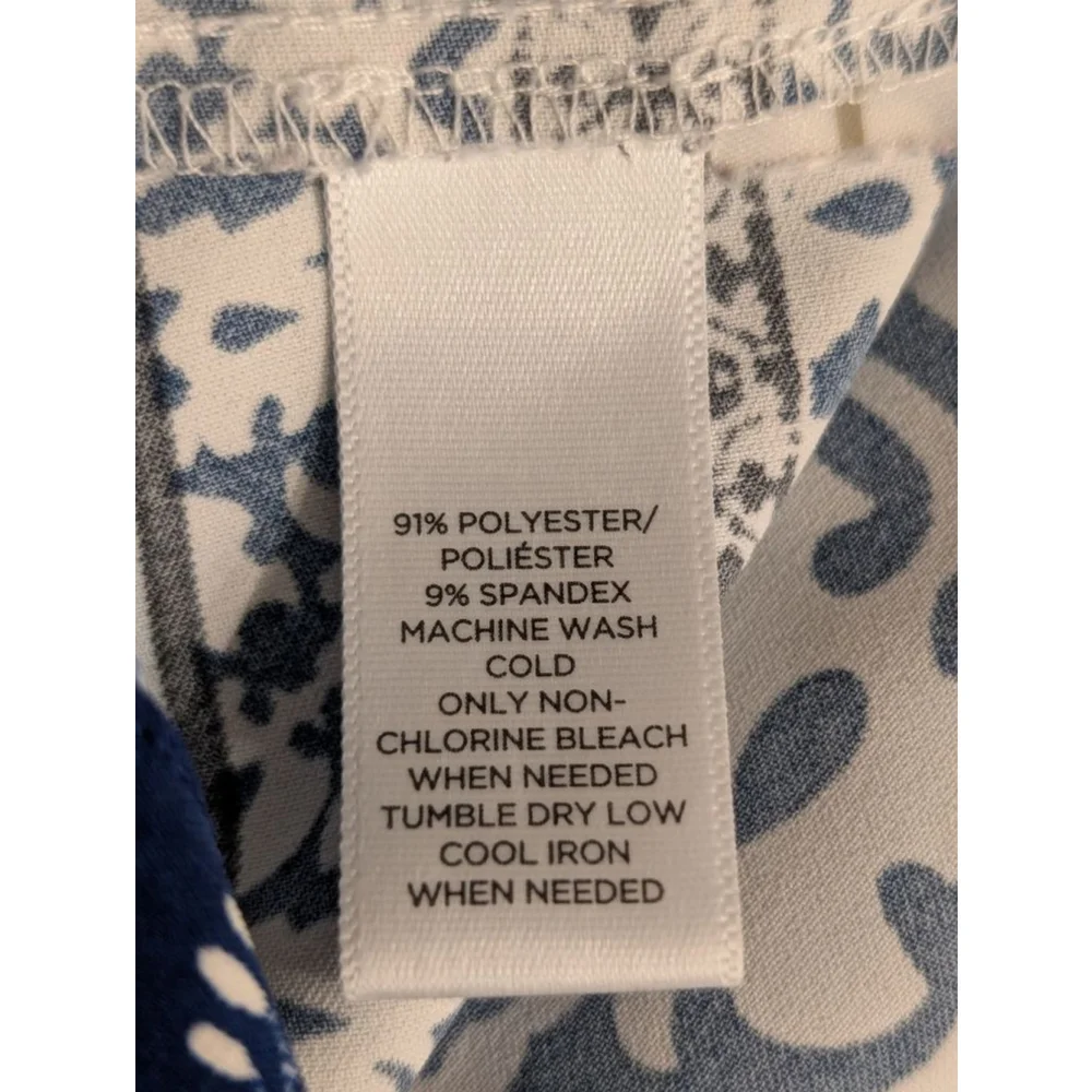 Women's LOFT Blue & White Patterned Long Sleeve Dress S - Picture 7 of 8